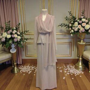 Woman,Formal Cocktails Dress,Pale Pink,Sz 18,Long Sleeve,Long,Zipper,Shawl.!
